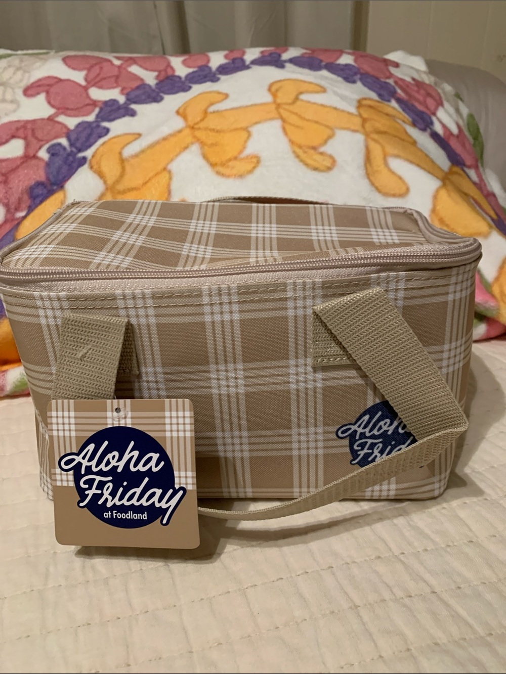 Aloha Friday Beige Palaka print cooler